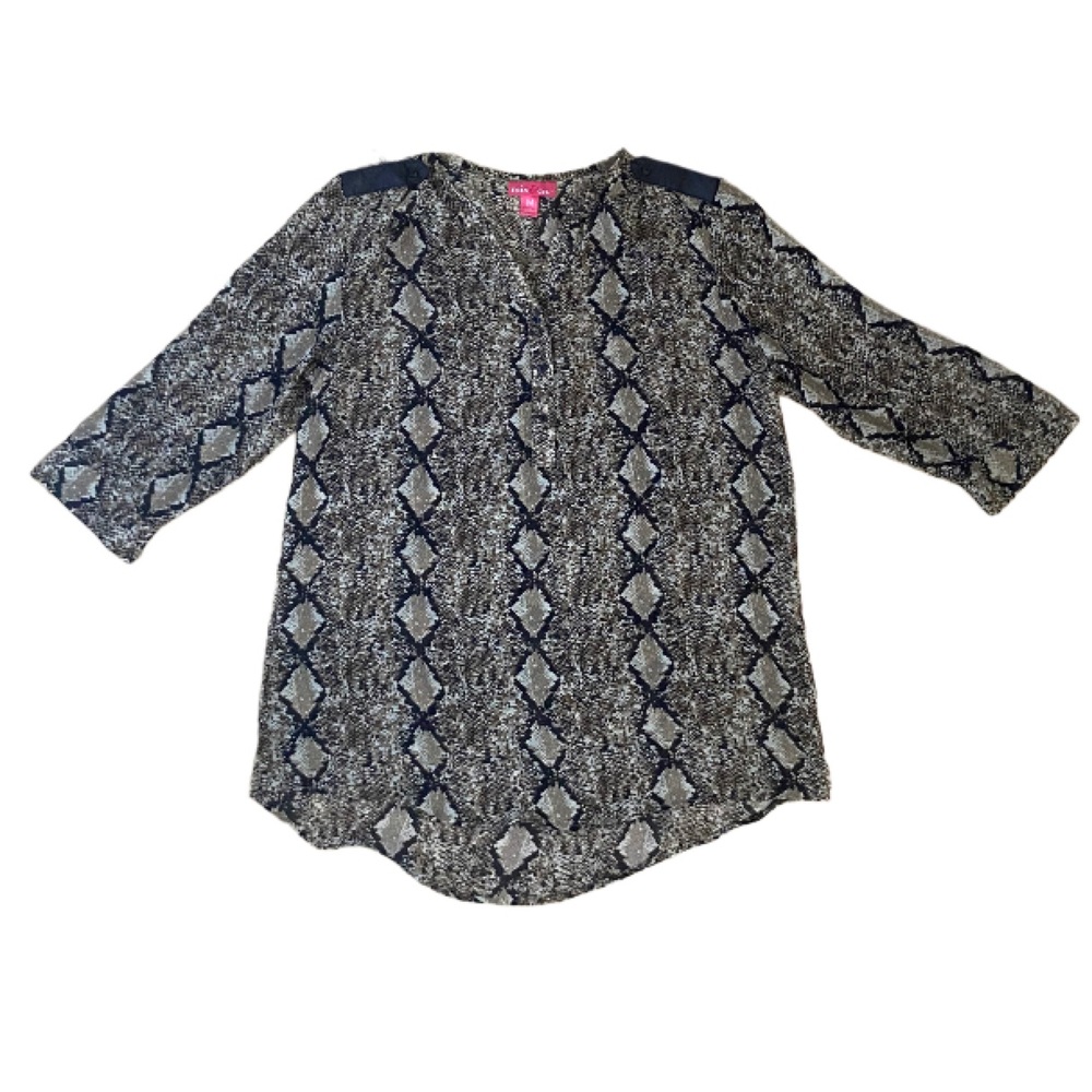 MIX & Co. Reptile Print Long Sleeves Chiffon Blouse Size M